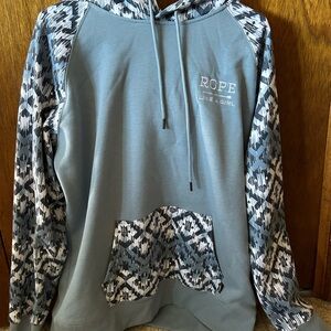 Blue and White Patterned Hooey Hoodie